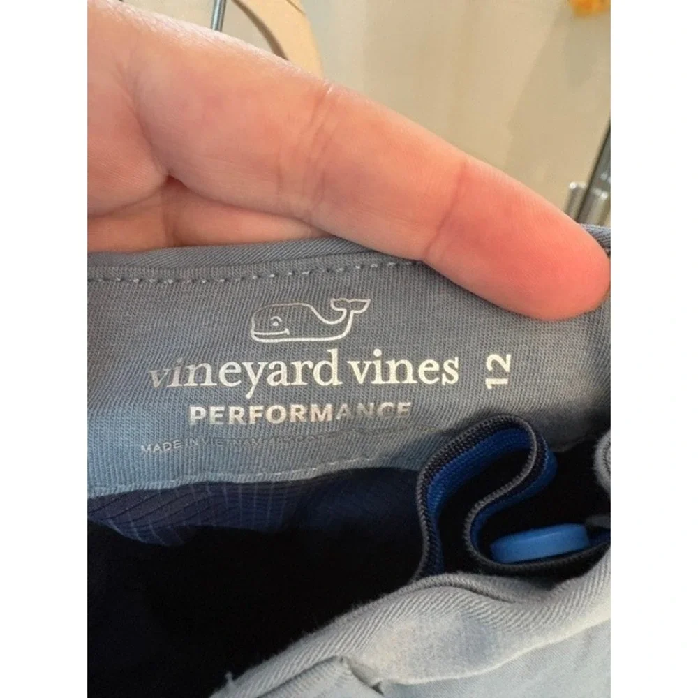 Vineyard Vines Boys Size 12 Performance Pants Blue Gray Stretch Chino Adjustable